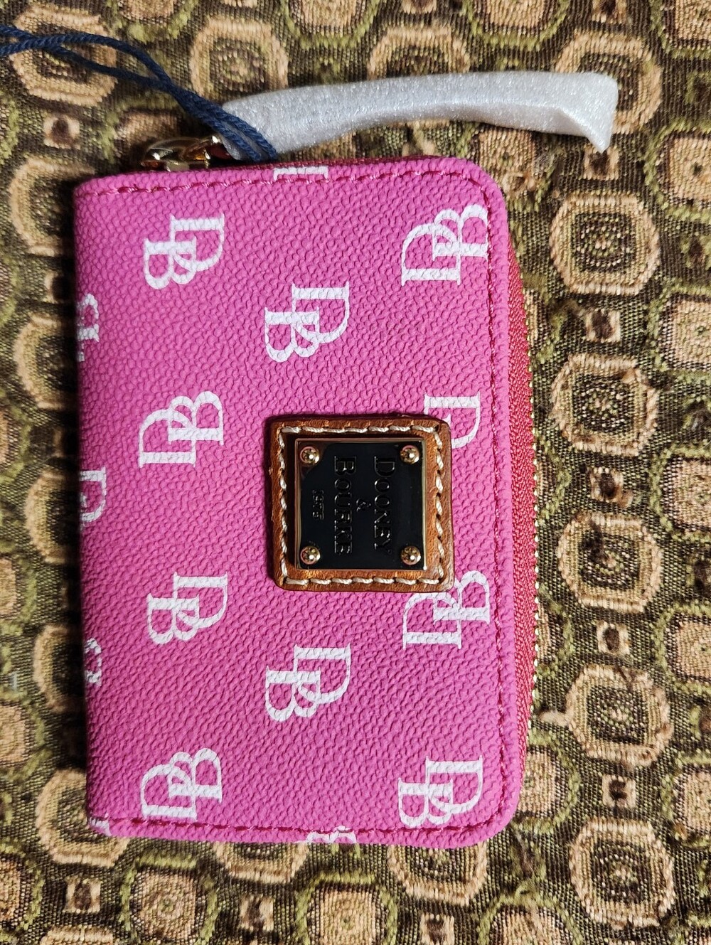 Dooney & Bourke Pink DB Monogram Gretta Zip Card Wallet